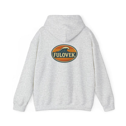 FULOVEK - Vintage Wave Logo Unisex Hoodie, Cozy Gift for Friends, Surf Culture Apparel, Casual Streetwear, Perfect for All Seasons