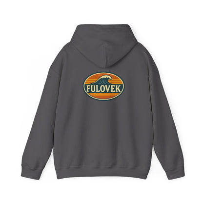 FULOVEK - Vintage Wave Logo Unisex Hoodie, Cozy Gift for Friends, Surf Culture Apparel, Casual Streetwear, Perfect for All Seasons