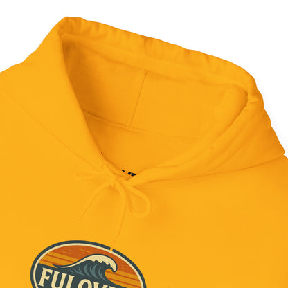 FULOVEK - Vintage Wave Logo Unisex Hoodie, Cozy Gift for Friends, Surf Culture Apparel, Casual Streetwear, Perfect for All Seasons