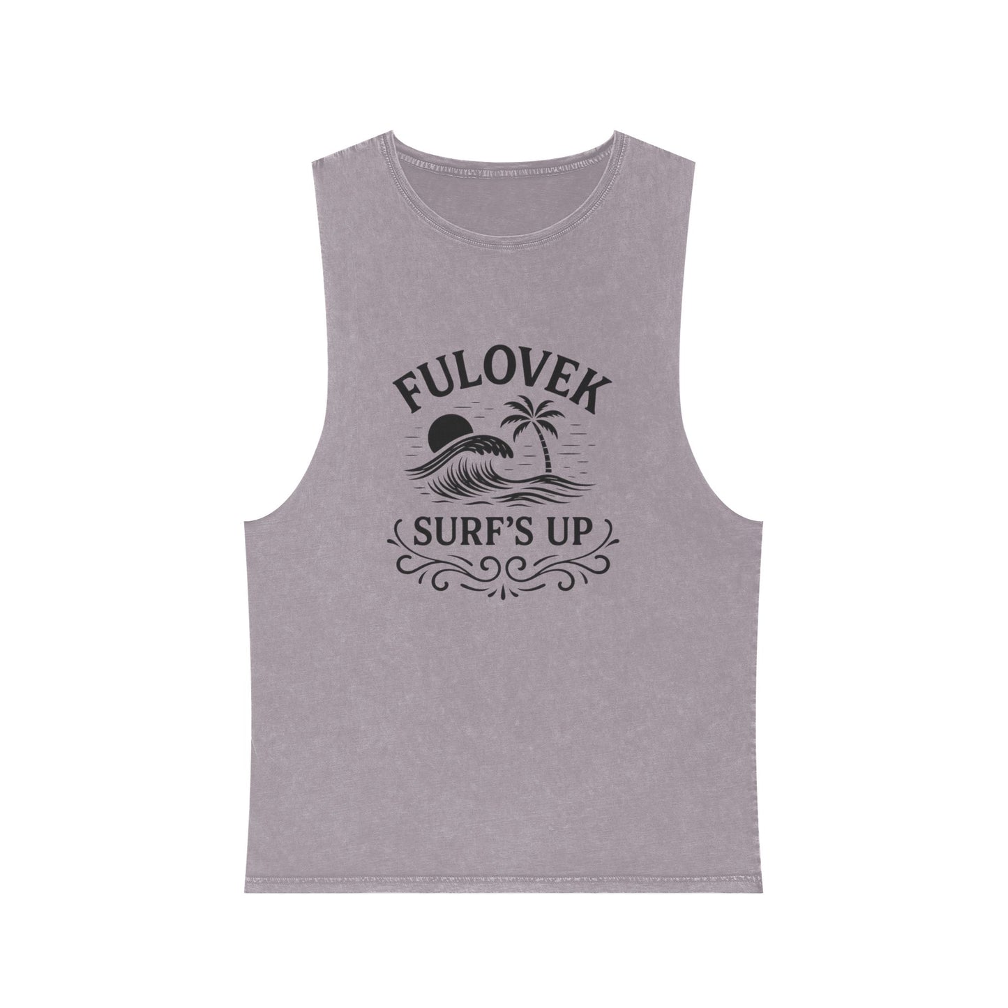 FULOVEK - Unisex Stonewash Tank Top - Surf's Up Design for Beach Lovers