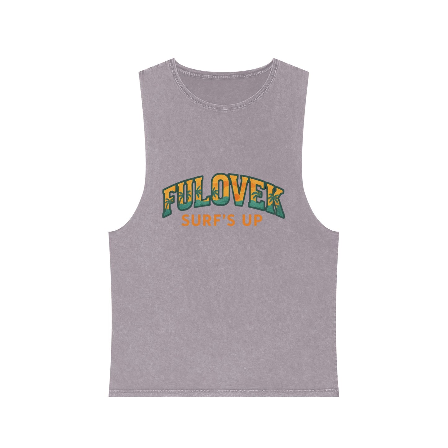 FULOVEK - Unisex Stonewash Tank Top - Surf's Up Design for Beach Lovers