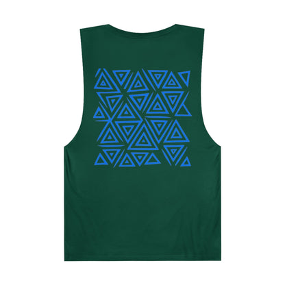 FULOVEK - Unisex Barnard Geometric Tribal BLUE Tank Top | Casual Summer Wear, Beach Attire, Workout Shirt, Graphic Tee, Gift for Friends