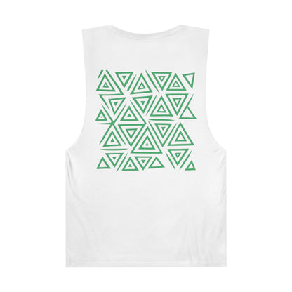 FULOVEK - Unisex Barnard Geometric Tribal GREEN Tank Top | Casual Summer Wear, Beach Attire, Workout Shirt, Graphic Tee, Gift for Friends
