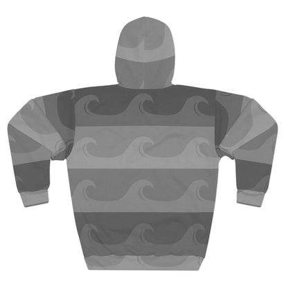 Stylish Wave Pattern Pullover Hoodie, Unisex Winter Fashion, Surf-Inspired Comfort Wear, Cozy Streetwear, Perfect Gift for Beach Lovers
