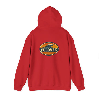FULOVEK - Vintage Wave Logo Unisex Hoodie, Cozy Gift for Friends, Surf Culture Apparel, Casual Streetwear, Perfect for All Seasons