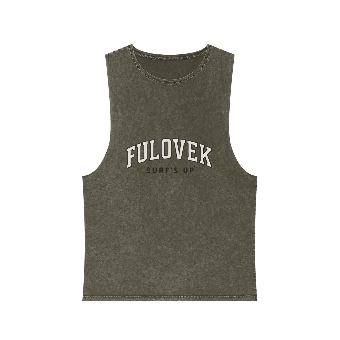 FULOVEK - Unisex Stonewash Tank Top - Surf's Up Design for Beach Lovers