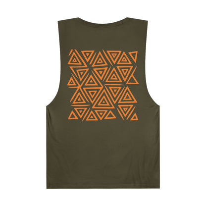 FULOVEK - Unisex Barnard Geometric Tribal ORANGE Tank Top | Casual Summer Wear, Beach Attire, Workout Shirt, Graphic Tee, Gift for Friends