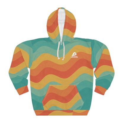 fulovek - Colorful Waves Unisex Pullover Hoodie, Cozy Loungewear, Casual Streetwear, Perfect Gift for Friends, Beach Vibes, Summer Style