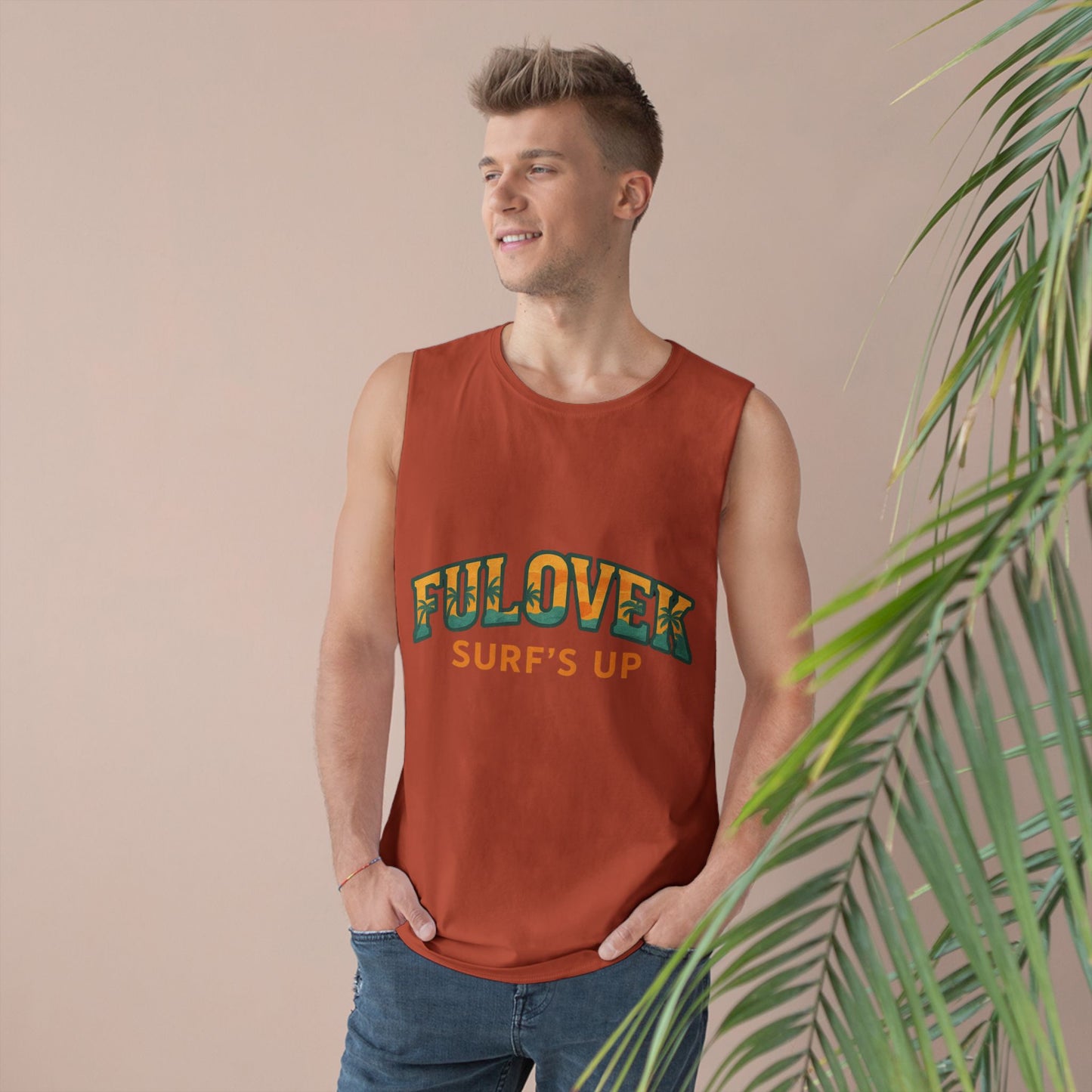 FULOVEK - Unisex Surf's Up Tank Top - Relaxed Casual Style for Beach Lovers