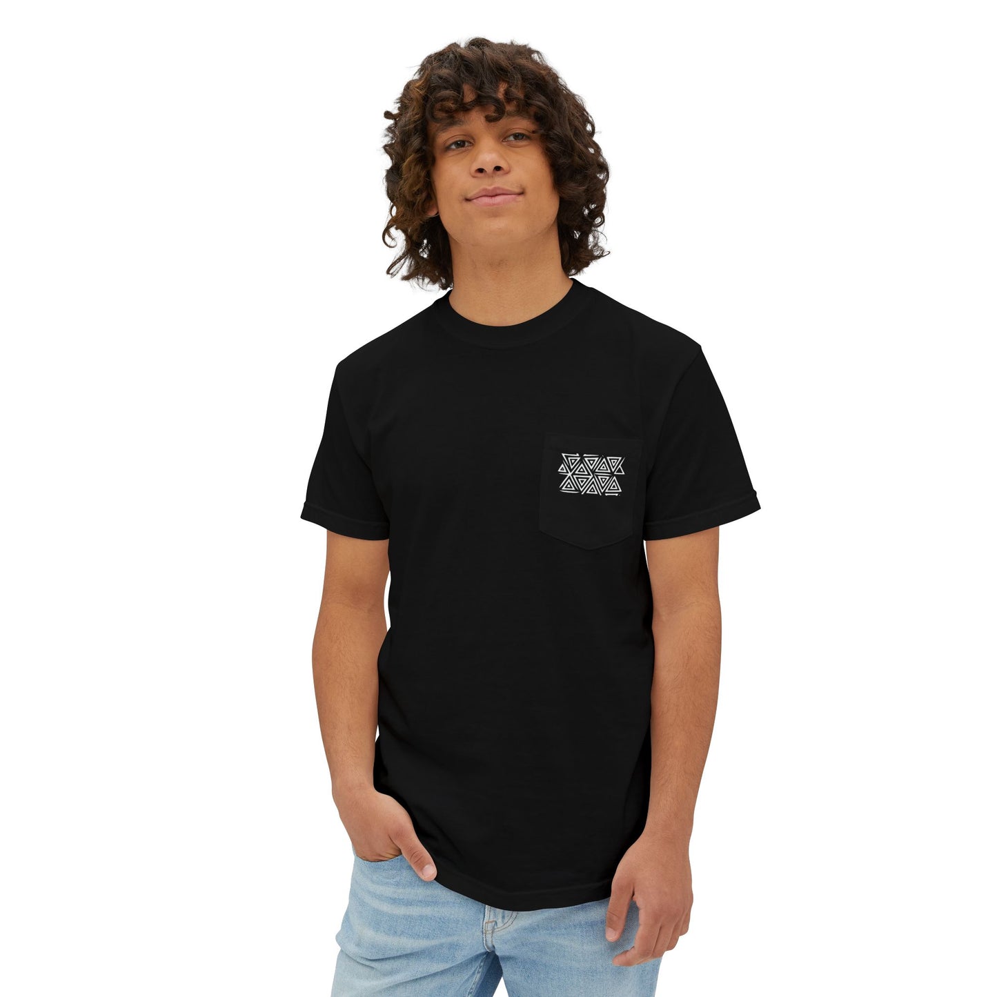 FULOVEK - Tribal Pocket T-Shirt - Casual Comfort for Everyday Wear, Unisex Tee, Summer Essential, Gift for Him/Her, Relaxed Style