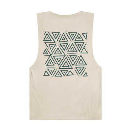 FULOVEK - Unisex Barnard Geometric Tribal DARK GREEN Tank Top | Casual Summer Wear, Beach Attire, Workout Shirt, Graphic Tee, Gift for Friends