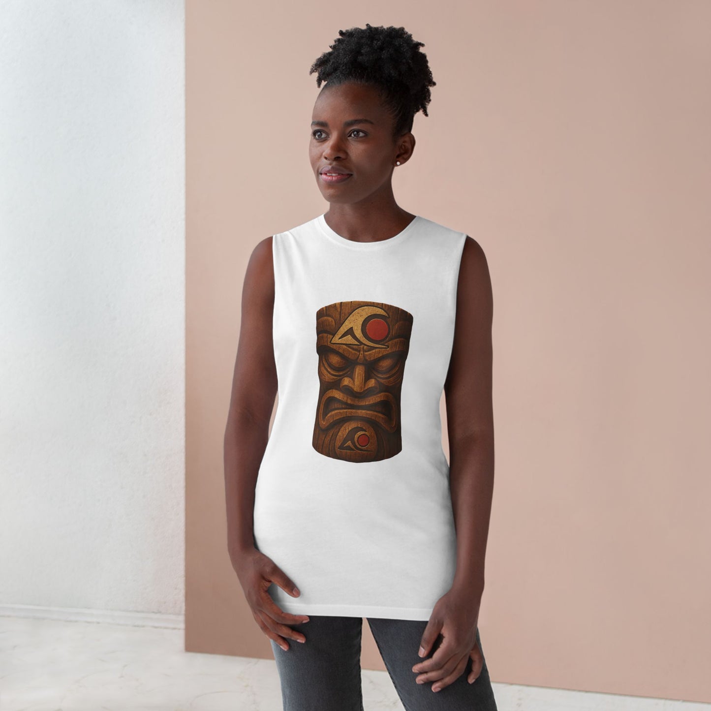 Unisex Tiki Tank Top, Summer Casual Wear, Tropical Vacation Shirt, Beach Party Attire, Outdoor Festival Clothing