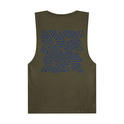 FULOVEK - Unisex Barnard Geometric Tribal DARK BLUE Tank Top | Casual Summer Wear, Beach Attire, Workout Shirt, Graphic Tee, Gift for Friends