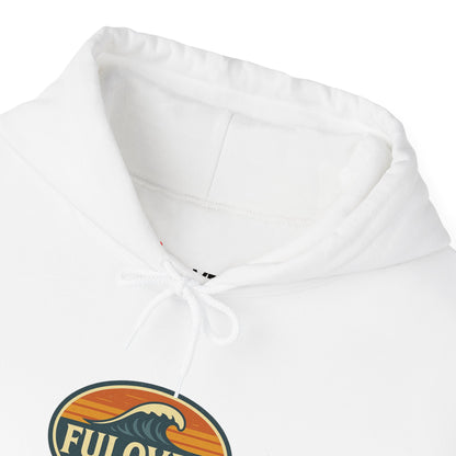 FULOVEK - Vintage Wave Logo Unisex Hoodie, Cozy Gift for Friends, Surf Culture Apparel, Casual Streetwear, Perfect for All Seasons