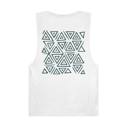 FULOVEK - Unisex Barnard Geometric Tribal DARK GREEN Tank Top | Casual Summer Wear, Beach Attire, Workout Shirt, Graphic Tee, Gift for Friends