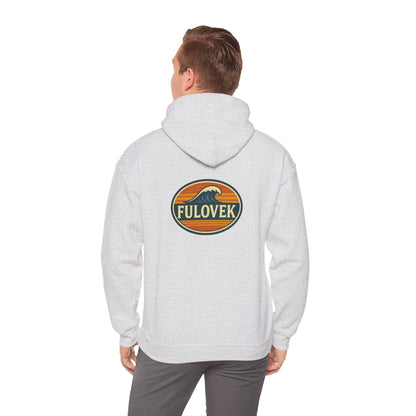 FULOVEK - Vintage Wave Logo Unisex Hoodie, Cozy Gift for Friends, Surf Culture Apparel, Casual Streetwear, Perfect for All Seasons