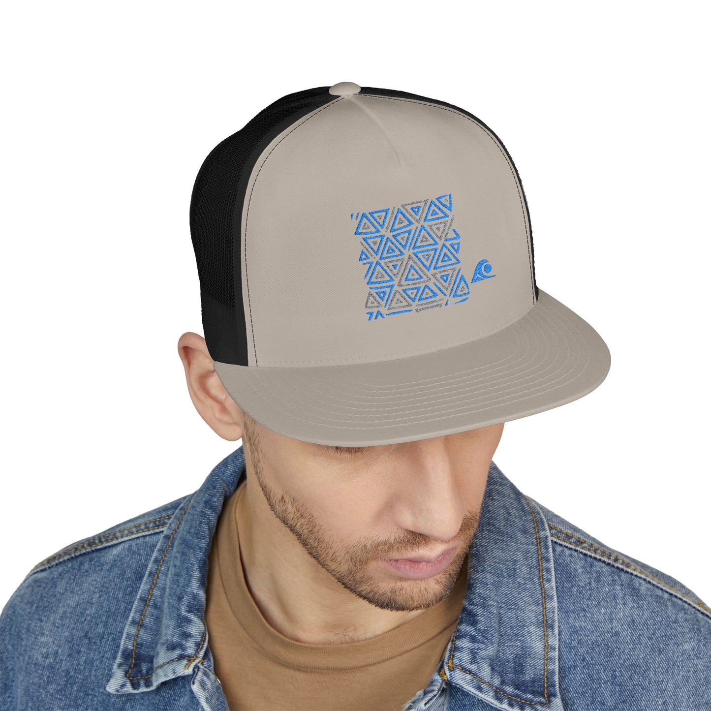 FULOVEK - Tribal Bohemian Embroidered 5 Panel Trucker Cap, Casual Streetwear Hat, Festival Accessory, Summer Fashion, Unique Gift Idea