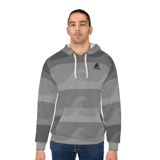 Stylish Wave Pattern Pullover Hoodie, Unisex Winter Fashion, Surf-Inspired Comfort Wear, Cozy Streetwear, Perfect Gift for Beach Lovers