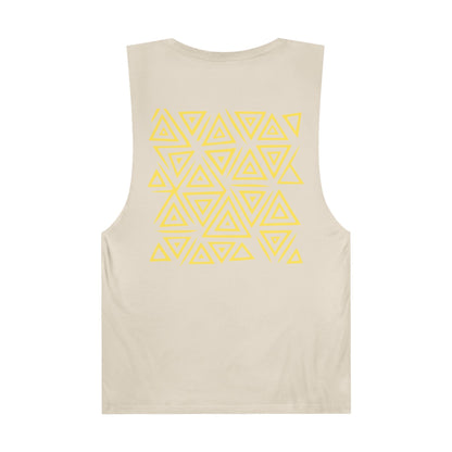 FULOVEK - Unisex Barnard Geometric Tribal YELLOW Tank Top | Casual Summer Wear, Beach Attire, Workout Shirt, Graphic Tee, Gift for Friends