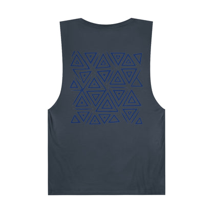 FULOVEK - Unisex Barnard Geometric Tribal DARK BLUE Tank Top | Casual Summer Wear, Beach Attire, Workout Shirt, Graphic Tee, Gift for Friends