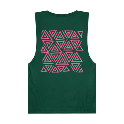 FULOVEK - Unisex Barnard Geometric Tribal PINK Tank Top | Casual Summer Wear, Beach Attire, Workout Shirt, Graphic Tee, Gift for Friends