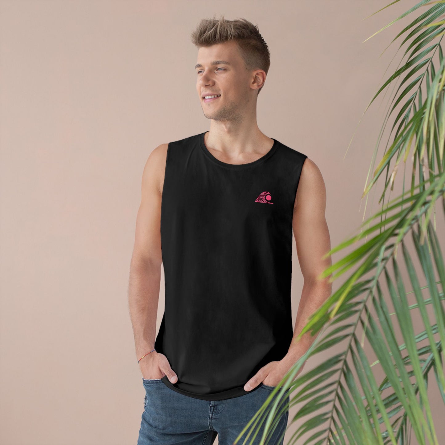FULOVEK - Unisex Barnard Geometric Tribal PINK Tank Top | Casual Summer Wear, Beach Attire, Workout Shirt, Graphic Tee, Gift for Friends