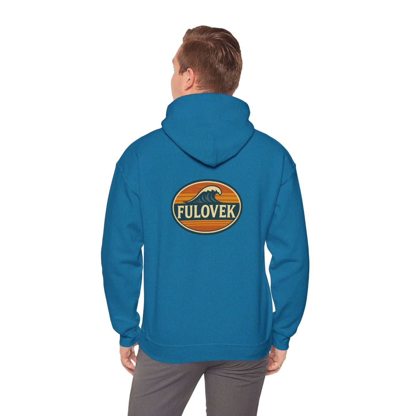 FULOVEK - Vintage Wave Logo Unisex Hoodie, Cozy Gift for Friends, Surf Culture Apparel, Casual Streetwear, Perfect for All Seasons