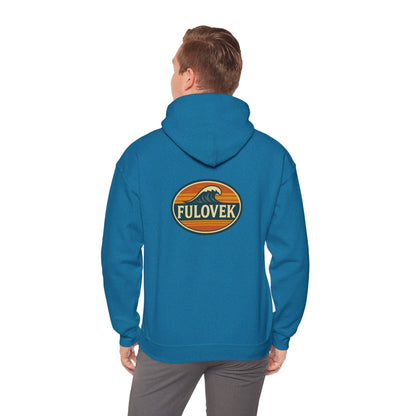 FULOVEK - Vintage Wave Logo Unisex Hoodie, Cozy Gift for Friends, Surf Culture Apparel, Casual Streetwear, Perfect for All Seasons