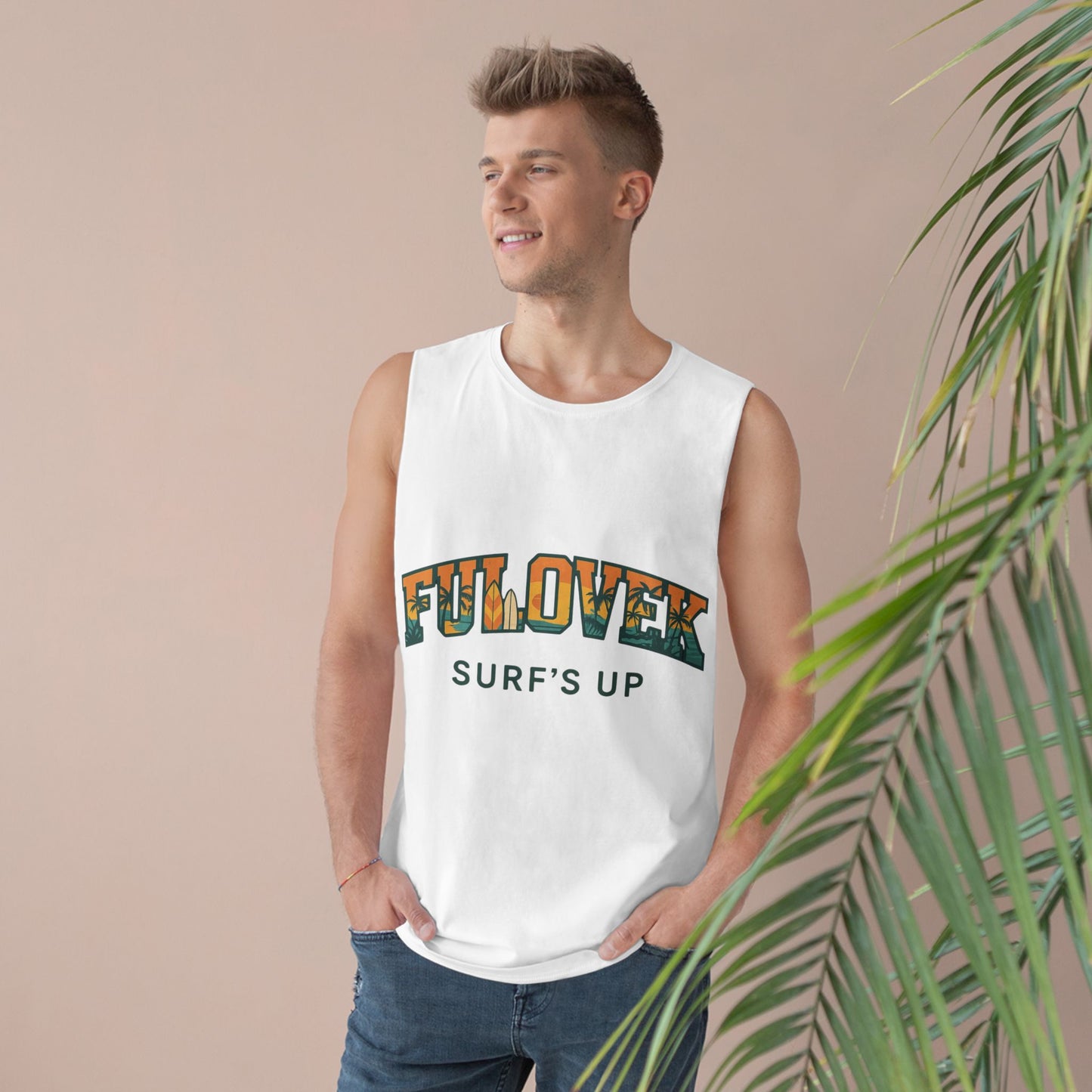 FULOVEK - Unisex Surf's Up Tank Top - Relaxed Casual Style for Beach Lovers
