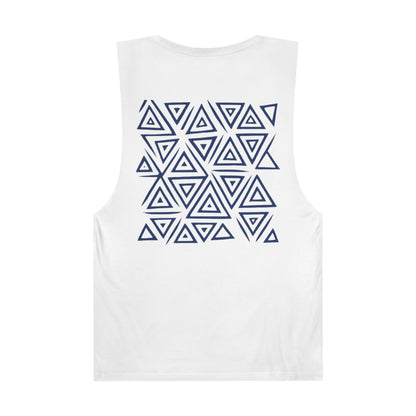 FULOVEK - Unisex Barnard Geometric Tribal DARK BLUE Tank Top | Casual Summer Wear, Beach Attire, Workout Shirt, Graphic Tee, Gift for Friends
