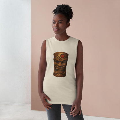 Unisex Tiki Tank Top, Summer Casual Wear, Tropical Vacation Shirt, Beach Party Attire, Outdoor Festival Clothing