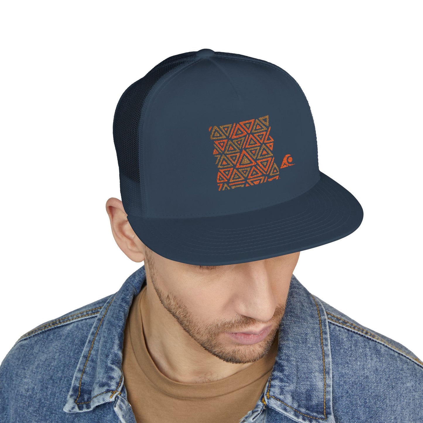 FULOVEK - Tribal Bohemian Embroidered 5 Panel Trucker Cap, Casual Streetwear Hat, Festival Accessory, Summer Fashion, Unique Gift Idea