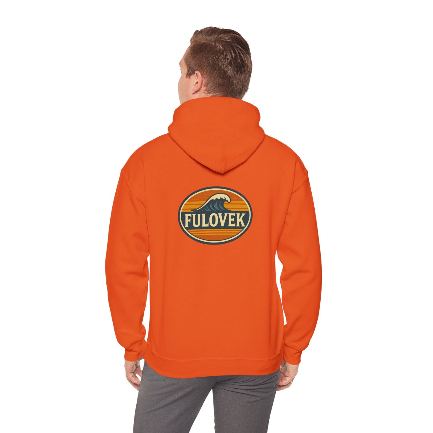 FULOVEK - Vintage Wave Logo Unisex Hoodie, Cozy Gift for Friends, Surf Culture Apparel, Casual Streetwear, Perfect for All Seasons
