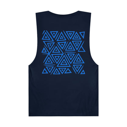 FULOVEK - Unisex Barnard Geometric Tribal BLUE Tank Top | Casual Summer Wear, Beach Attire, Workout Shirt, Graphic Tee, Gift for Friends