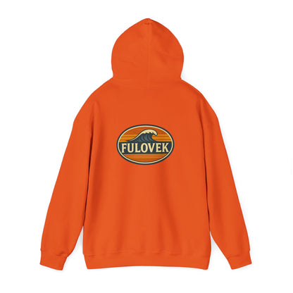 FULOVEK - Vintage Wave Logo Unisex Hoodie, Cozy Gift for Friends, Surf Culture Apparel, Casual Streetwear, Perfect for All Seasons