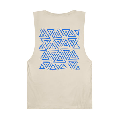 FULOVEK - Unisex Barnard Geometric Tribal BLUE Tank Top | Casual Summer Wear, Beach Attire, Workout Shirt, Graphic Tee, Gift for Friends