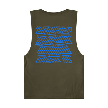 FULOVEK - Unisex Barnard Geometric Tribal BLUE Tank Top | Casual Summer Wear, Beach Attire, Workout Shirt, Graphic Tee, Gift for Friends