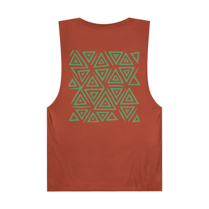 FULOVEK - Unisex Barnard Geometric Tribal GREEN Tank Top | Casual Summer Wear, Beach Attire, Workout Shirt, Graphic Tee, Gift for Friends