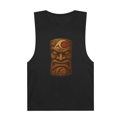 Unisex Tiki Tank Top, Summer Casual Wear, Tropical Vacation Shirt, Beach Party Attire, Outdoor Festival Clothing