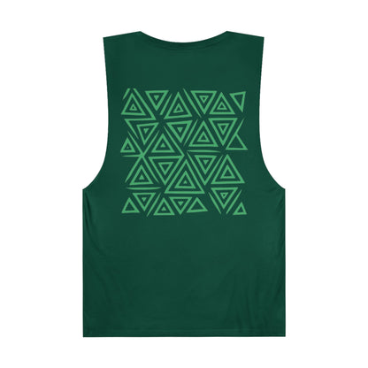FULOVEK - Unisex Barnard Geometric Tribal GREEN Tank Top | Casual Summer Wear, Beach Attire, Workout Shirt, Graphic Tee, Gift for Friends