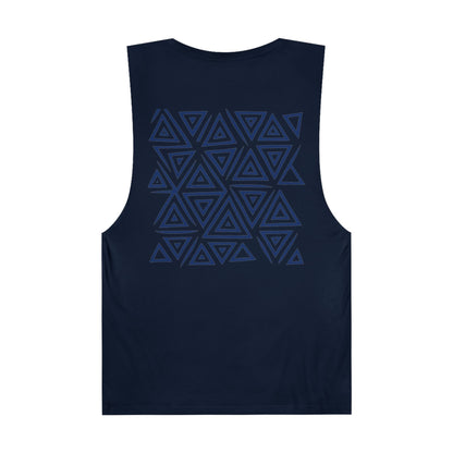 FULOVEK - Unisex Barnard Geometric Tribal DARK BLUE Tank Top | Casual Summer Wear, Beach Attire, Workout Shirt, Graphic Tee, Gift for Friends