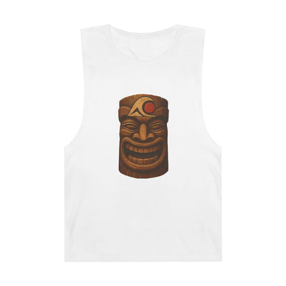 Unisex Tiki Tank Top, Summer Casual Wear, Tropical Vacation Shirt, Beach Party Attire, Outdoor Festival Clothing
