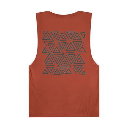FULOVEK - Unisex Barnard Geometric Tribal DARK GREEN Tank Top | Casual Summer Wear, Beach Attire, Workout Shirt, Graphic Tee, Gift for Friends
