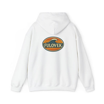FULOVEK - Vintage Wave Logo Unisex Hoodie, Cozy Gift for Friends, Surf Culture Apparel, Casual Streetwear, Perfect for All Seasons
