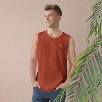 FULOVEK - Unisex Barnard Geometric Tribal ORANGE Tank Top | Casual Summer Wear, Beach Attire, Workout Shirt, Graphic Tee, Gift for Friends