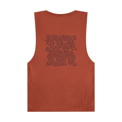 FULOVEK - Unisex Barnard Geometric Tribal BROWN Tank Top | Casual Summer Wear, Beach Attire, Workout Shirt, Graphic Tee, Gift for Friends