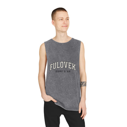 FULOVEK - Unisex Stonewash Tank Top - Surf's Up Design for Beach Lovers