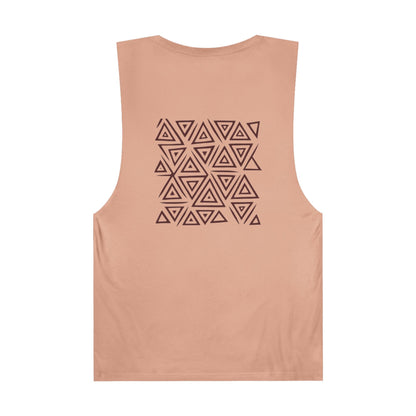 FULOVEK - Unisex Barnard Geometric Tribal BROWN Tank Top | Casual Summer Wear, Beach Attire, Workout Shirt, Graphic Tee, Gift for Friends