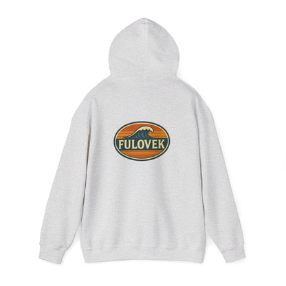 FULOVEK - Vintage Wave Logo Unisex Hoodie, Cozy Gift for Friends, Surf Culture Apparel, Casual Streetwear, Perfect for All Seasons