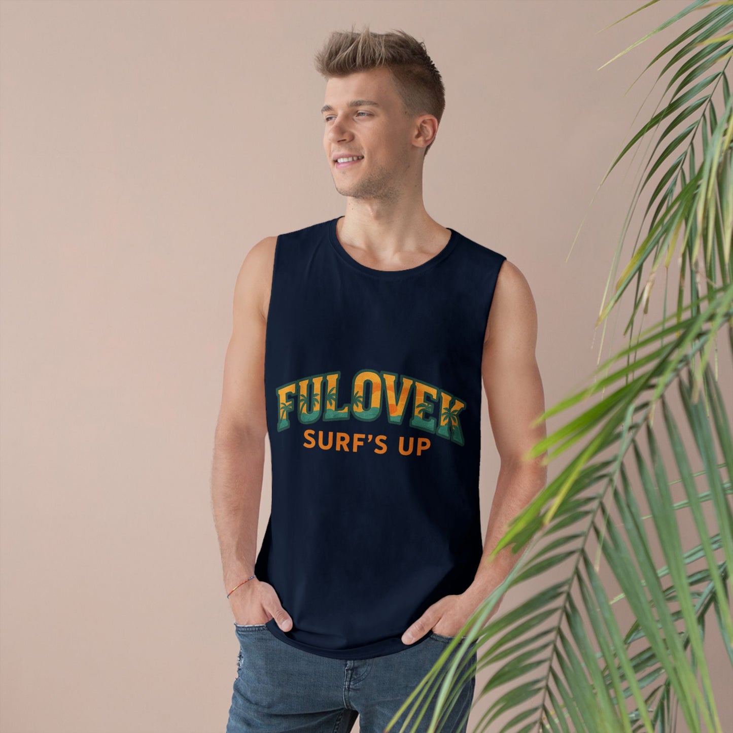 FULOVEK - Unisex Surf's Up Tank Top - Relaxed Casual Style for Beach Lovers
